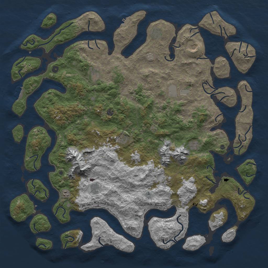 Rust Map: Procedural Map, Size: 6000, Seed: 345678323, 19 Monuments
