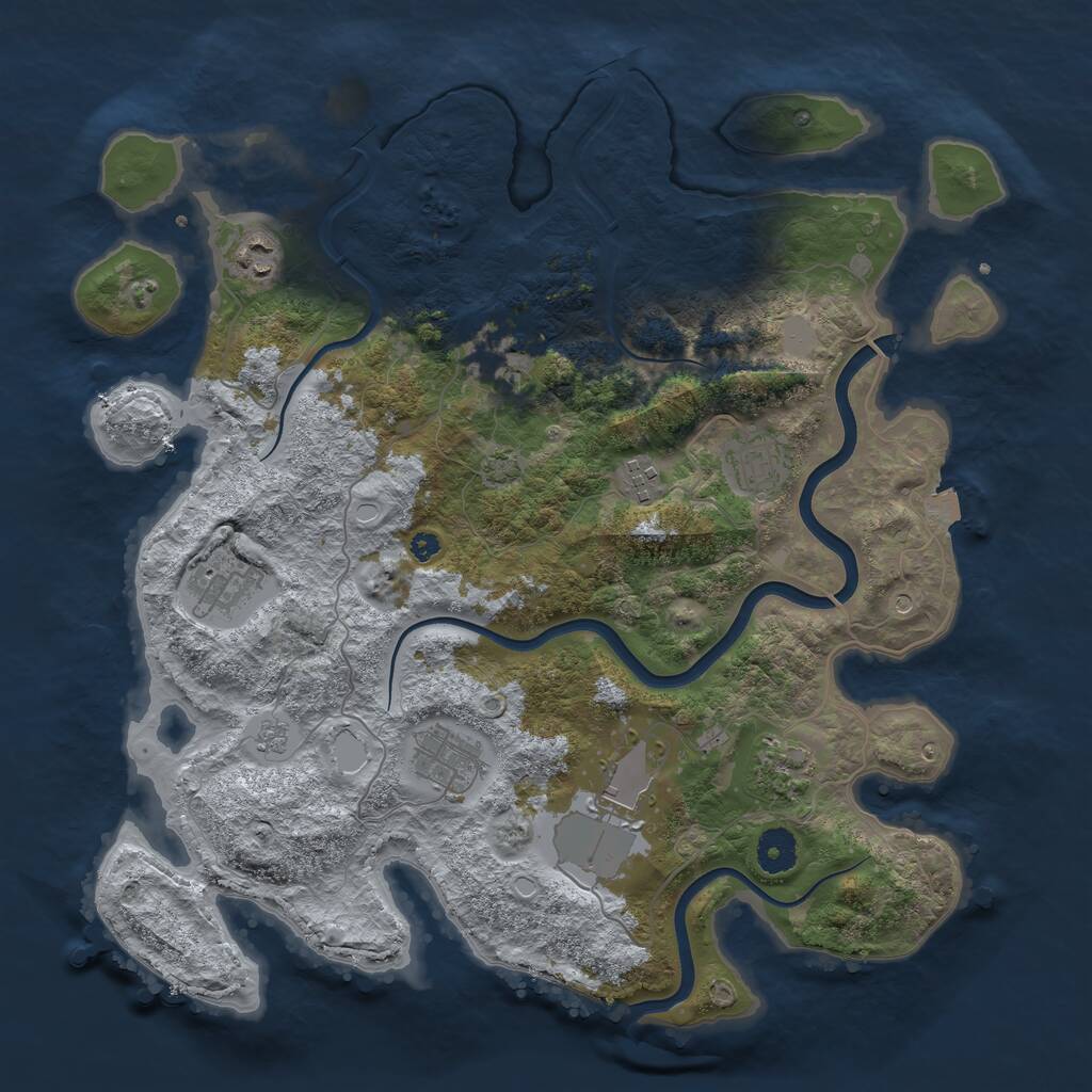 Rust Map: Procedural Map, Size: 3800, Seed: 70, 12 Monuments