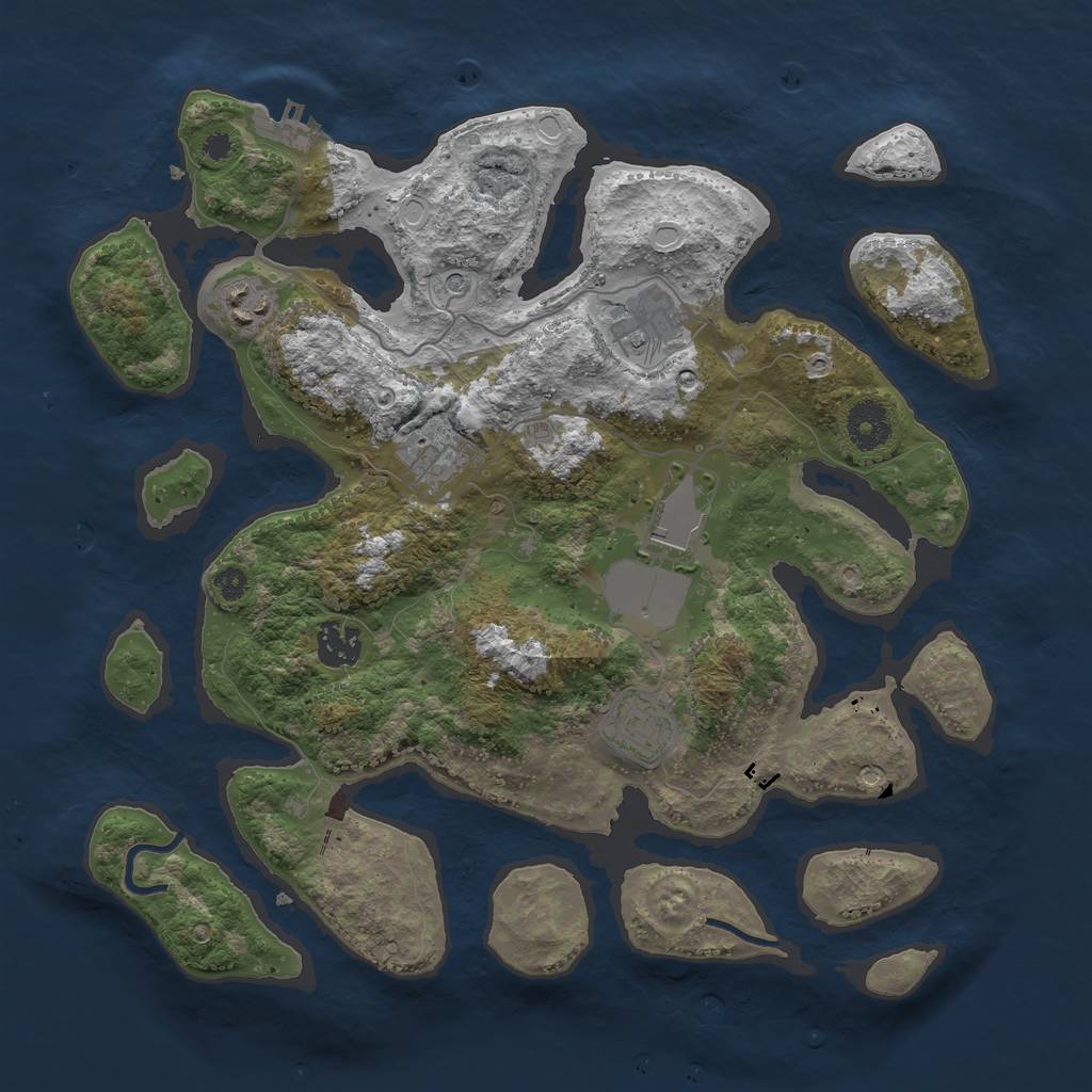 Rust Map: Procedural Map, Size: 3500, Seed: 438257567, 13 Monuments