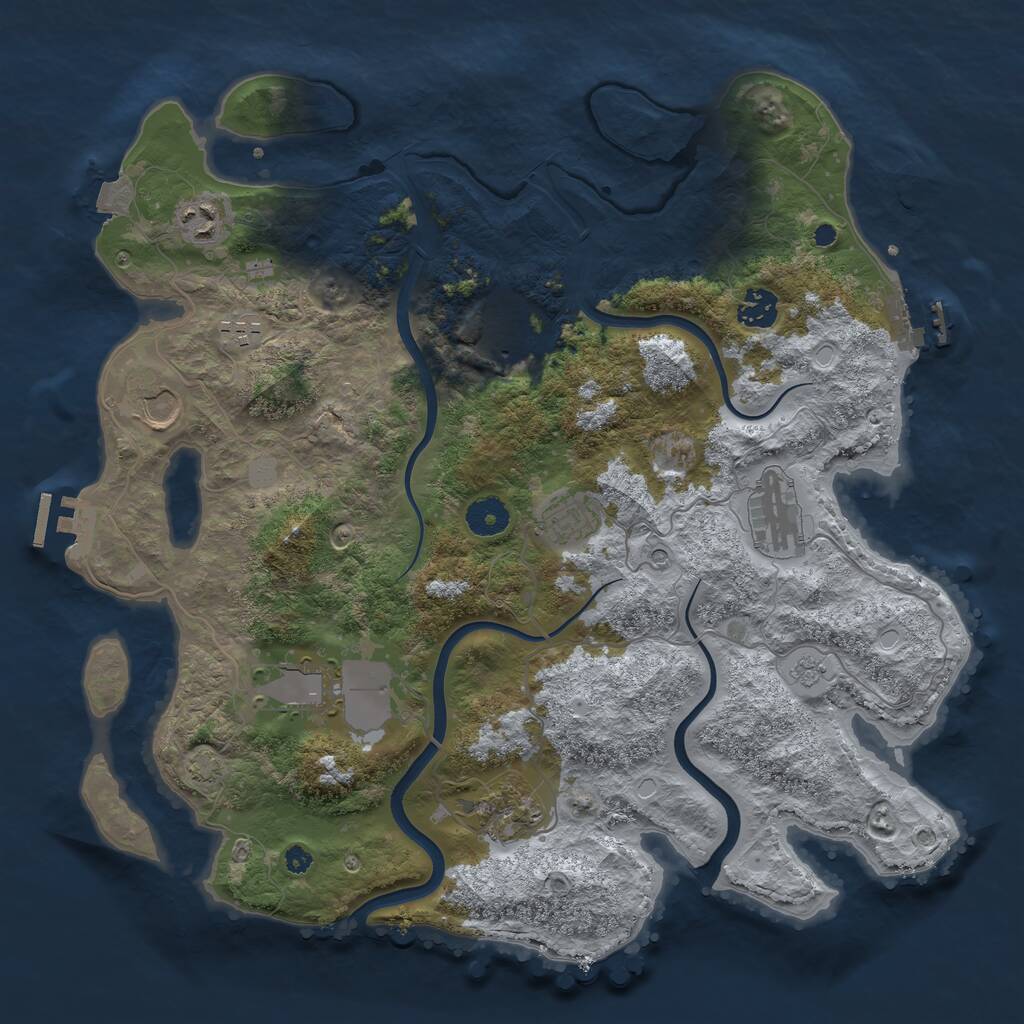 Rust Map: Procedural Map, Size: 3800, Seed: 65653, 15 Monuments