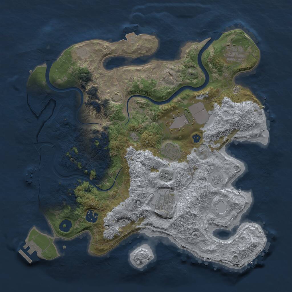 Rust Map: Procedural Map, Size: 3500, Seed: 888446633, 12 Monuments