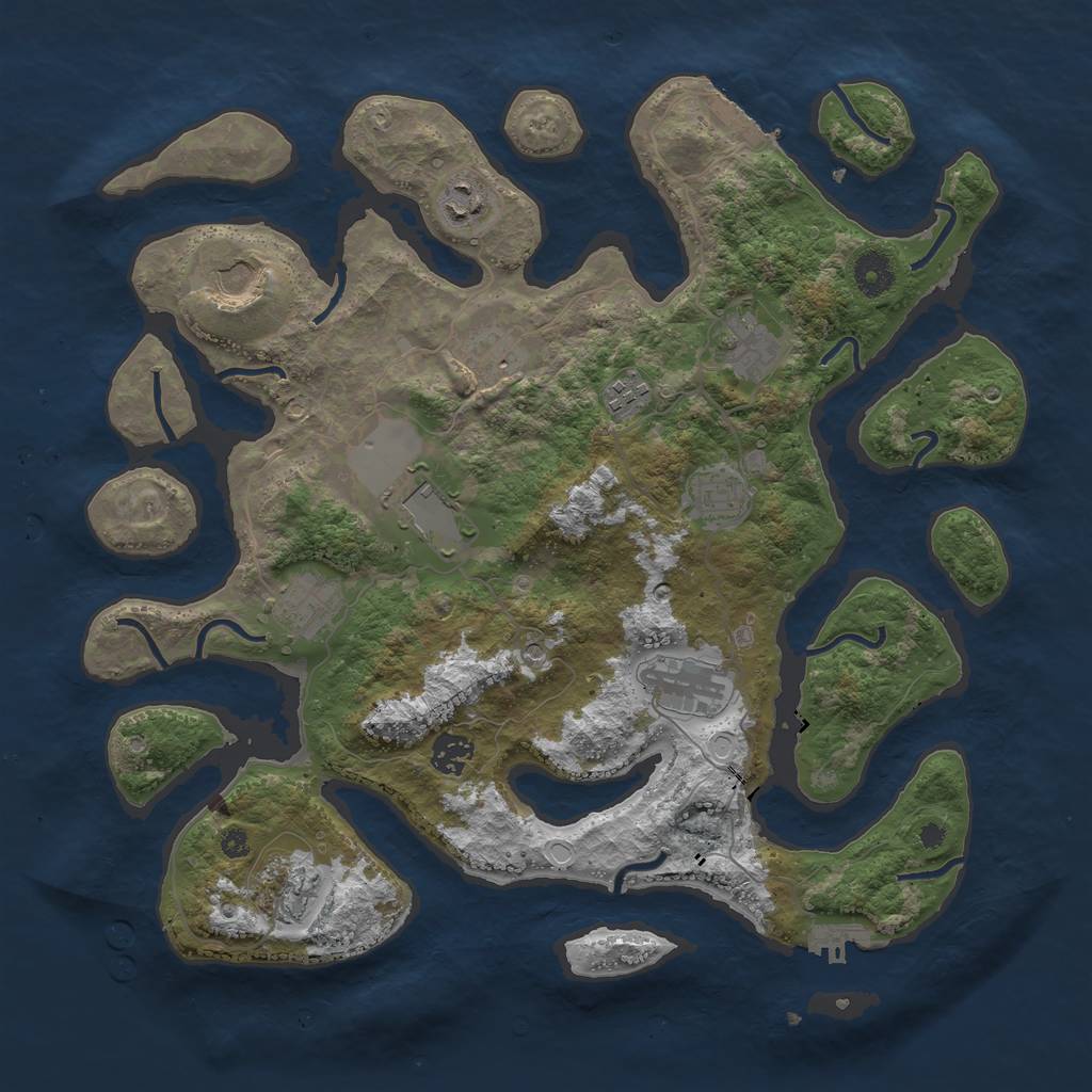 Rust Map: Procedural Map, Size: 3850, Seed: 1088238288, 19 Monuments