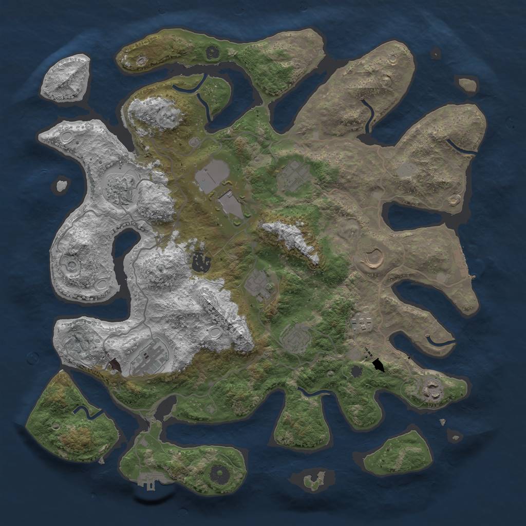 Rust Map: Procedural Map, Size: 4000, Seed: 1585986995, 18 Monuments