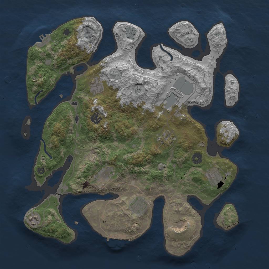 Rust Map: Procedural Map, Size: 3700, Seed: 10717730, 18 Monuments