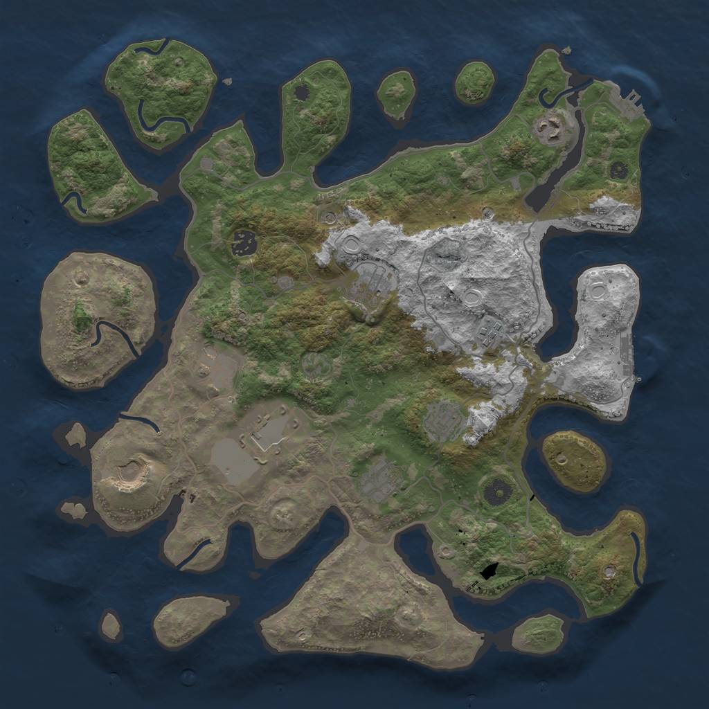Rust Map: Procedural Map, Size: 4000, Seed: 2143014772, 17 Monuments