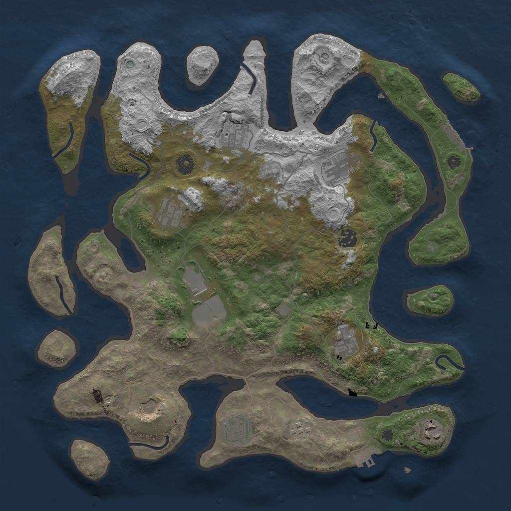 Rust Map: Procedural Map, Size: 4000, Seed: 1000409, 18 Monuments