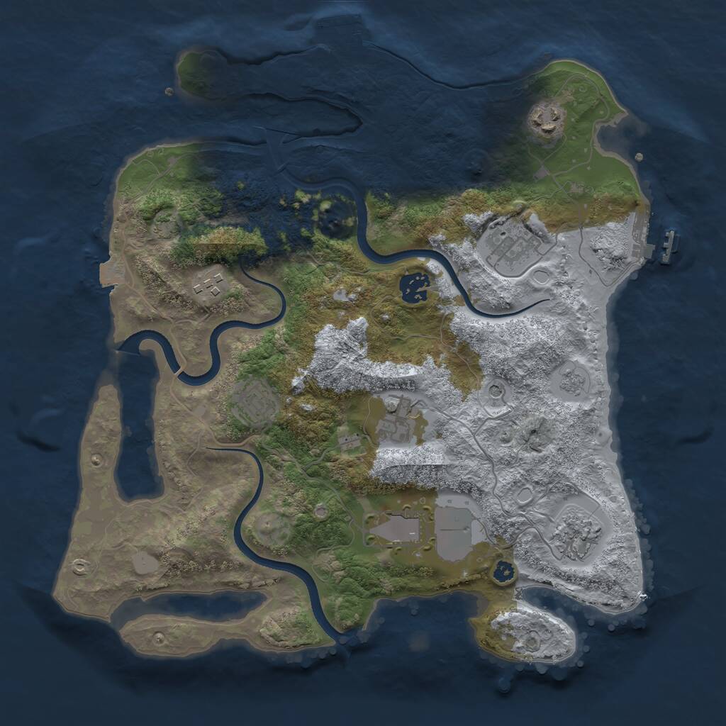 Rust Map: Procedural Map, Size: 3500, Seed: 862246664, 14 Monuments