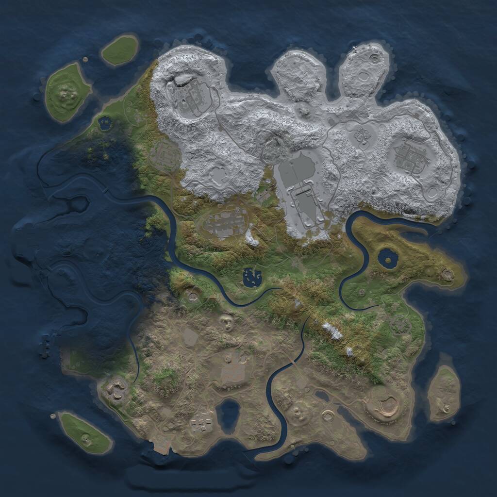 Rust Map: Procedural Map, Size: 3700, Seed: 872842643, 16 Monuments