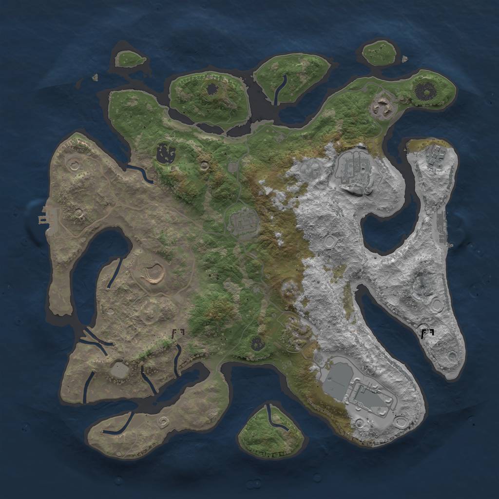 Rust Map: Procedural Map, Size: 3700, Seed: 471334514, 16 Monuments