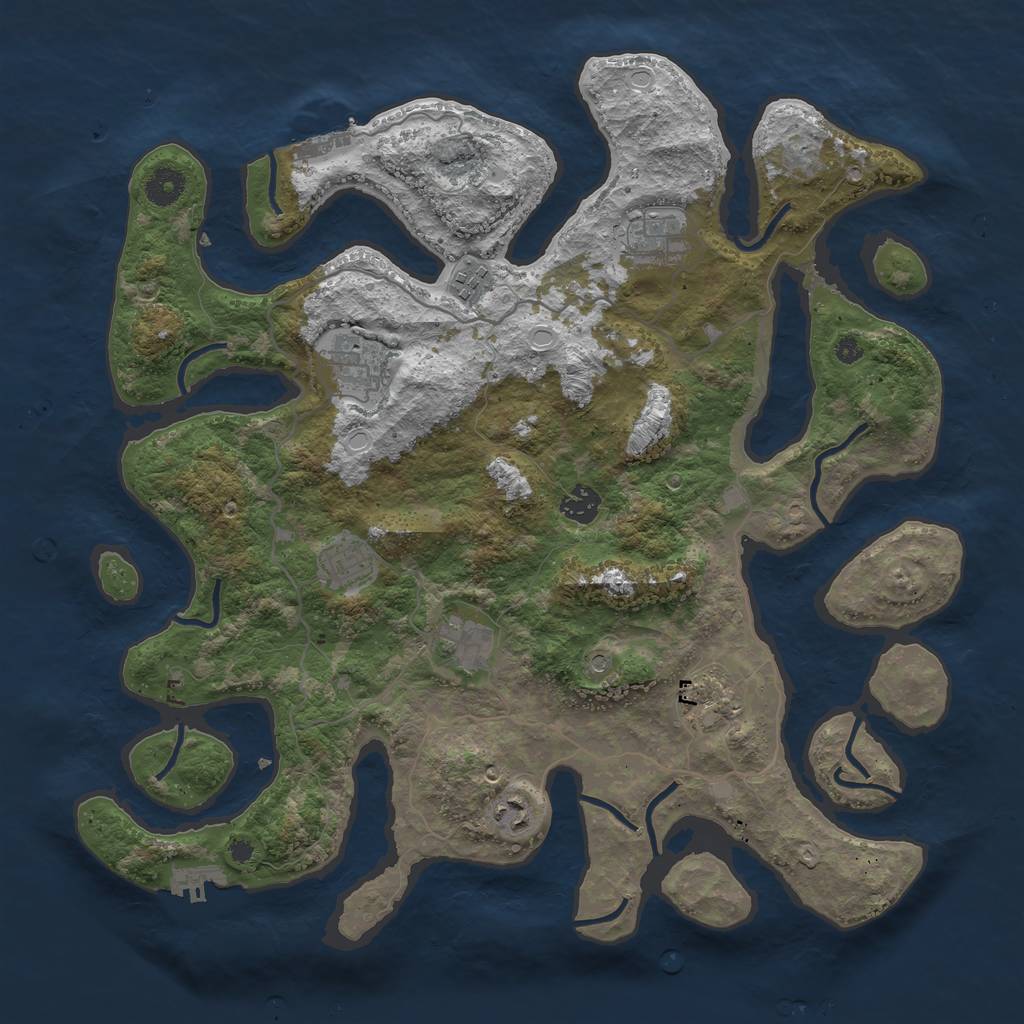 Rust Map: Procedural Map, Size: 4000, Seed: 133444, 16 Monuments