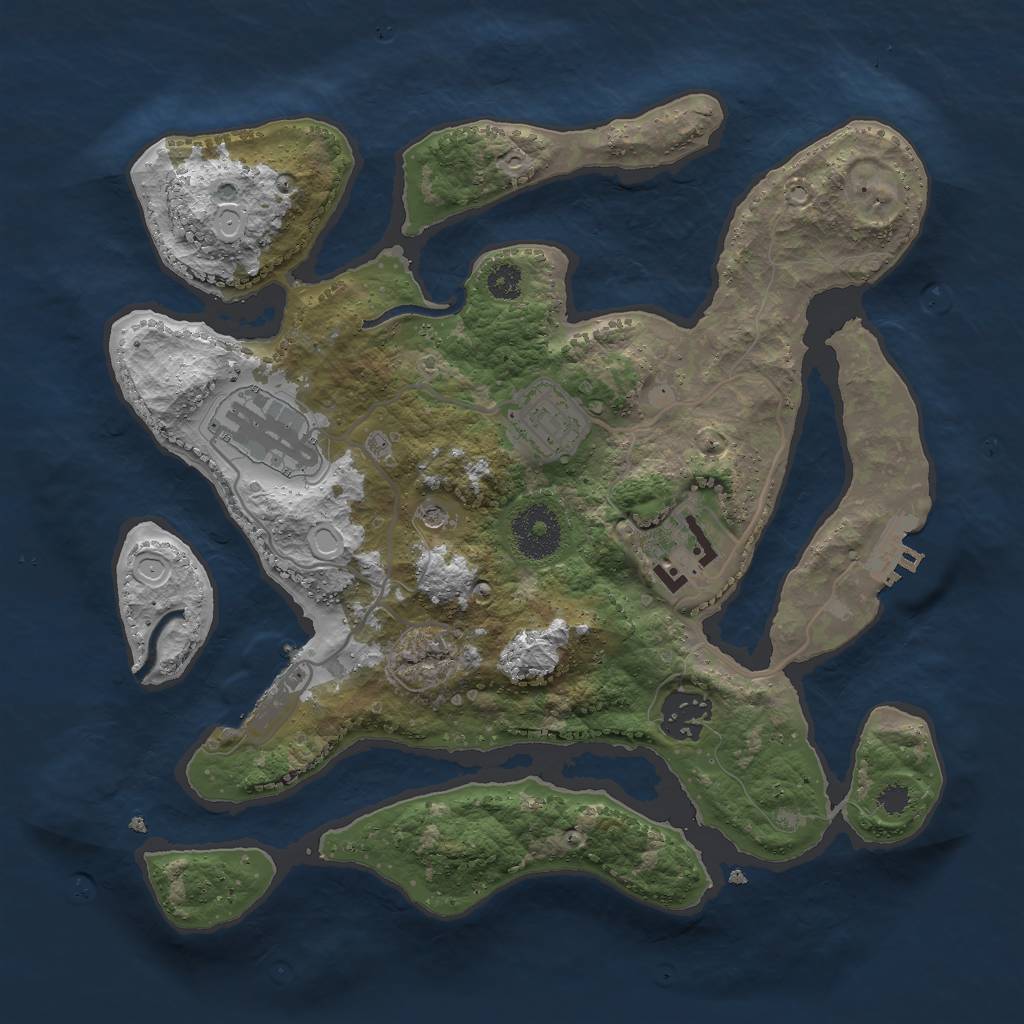 Rust Map: Procedural Map, Size: 3000, Seed: 1045149415, 12 Monuments