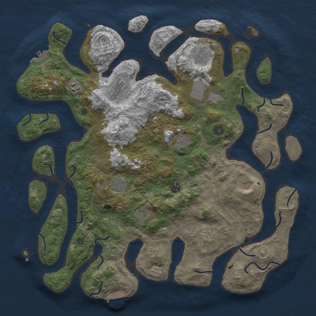 Rust Map: Procedural Map, Size: 4500, Seed: 574260778, 19 Monuments