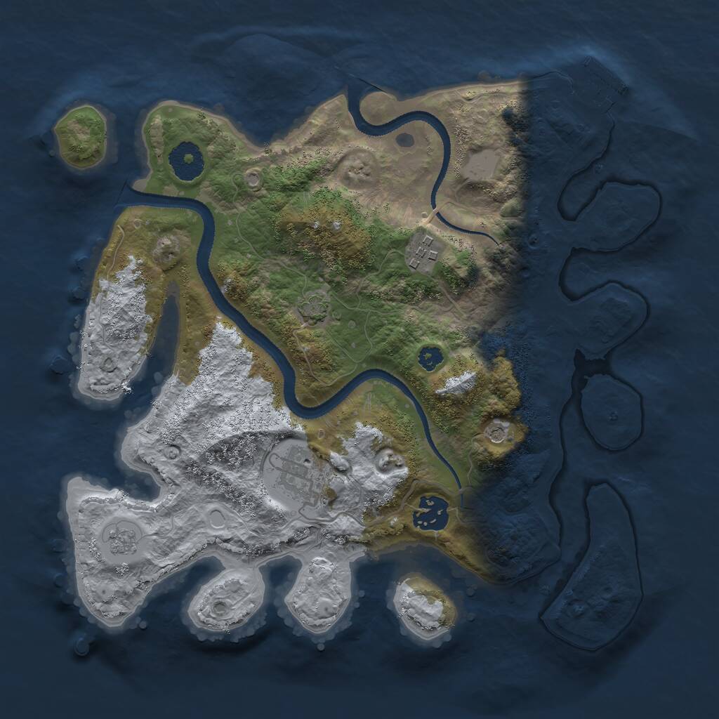 Rust Map: Procedural Map, Size: 3000, Seed: 513651, 8 Monuments