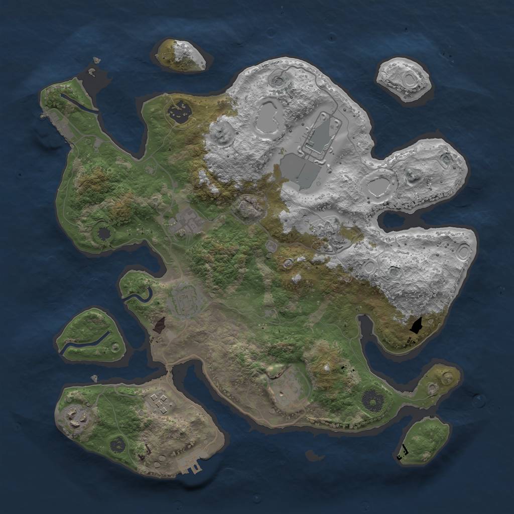 Rust Map: Procedural Map, Size: 3500, Seed: 105371167, 16 Monuments