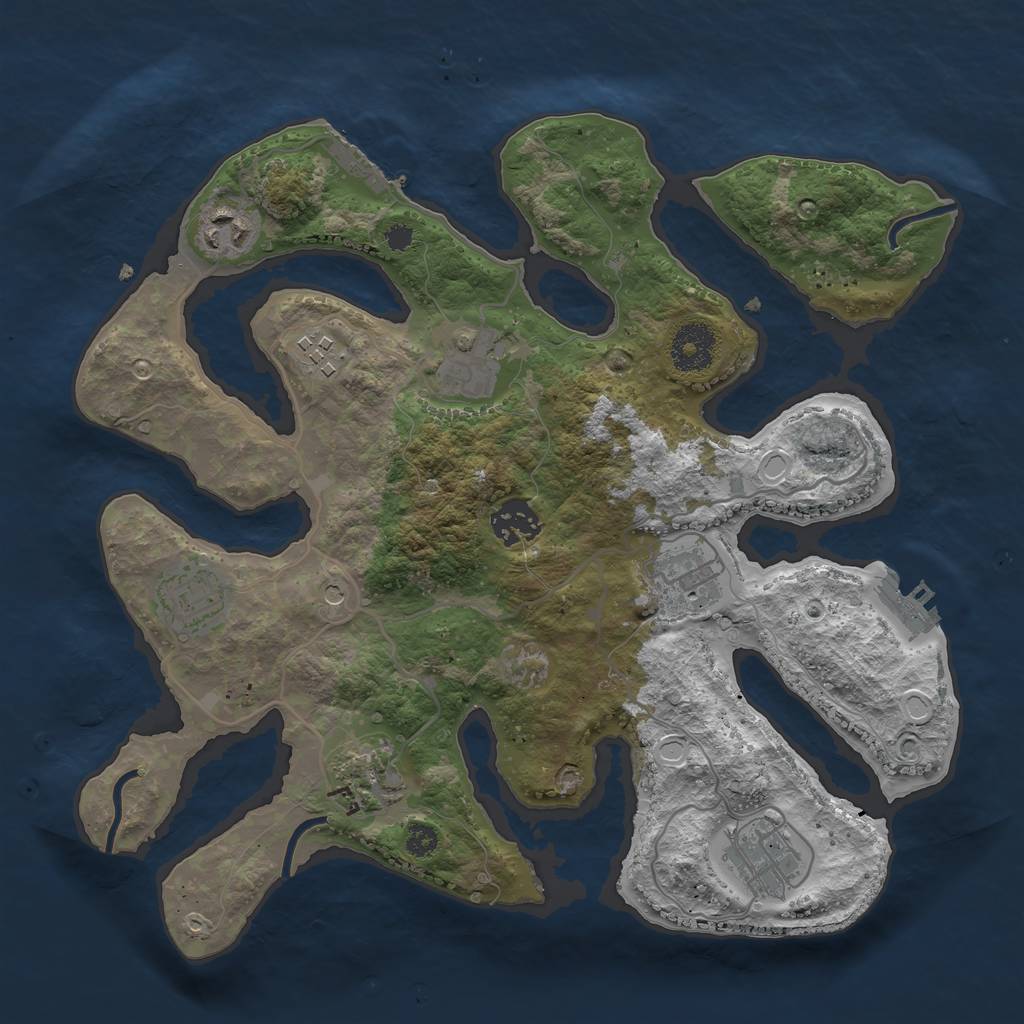 Rust Map: Procedural Map, Size: 3250, Seed: 14, 16 Monuments