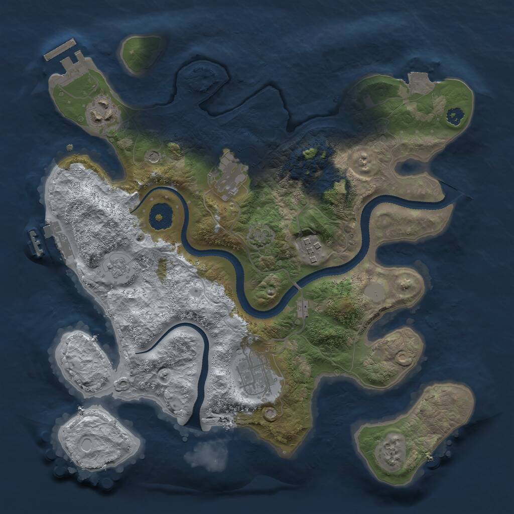 Rust Map: Procedural Map, Size: 3000, Seed: 397116980, 10 Monuments