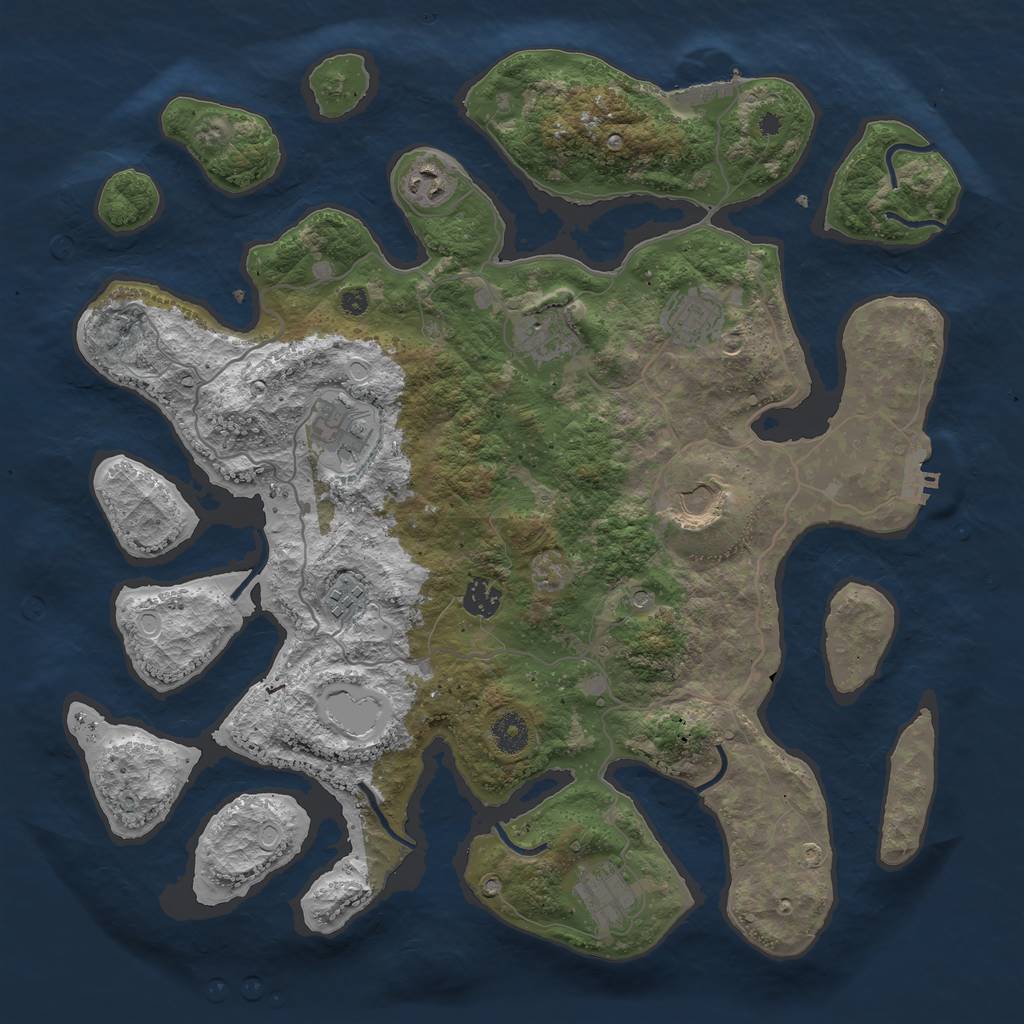 Rust Map: Procedural Map, Size: 4000, Seed: 17670617, 16 Monuments