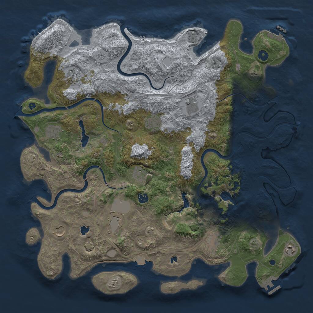 Rust Map: Procedural Map, Size: 4500, Seed: 7581523, 17 Monuments