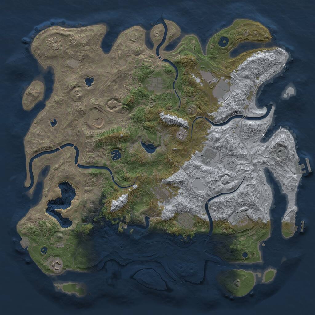 Rust Map: Procedural Map, Size: 4500, Seed: 1414690735, 17 Monuments