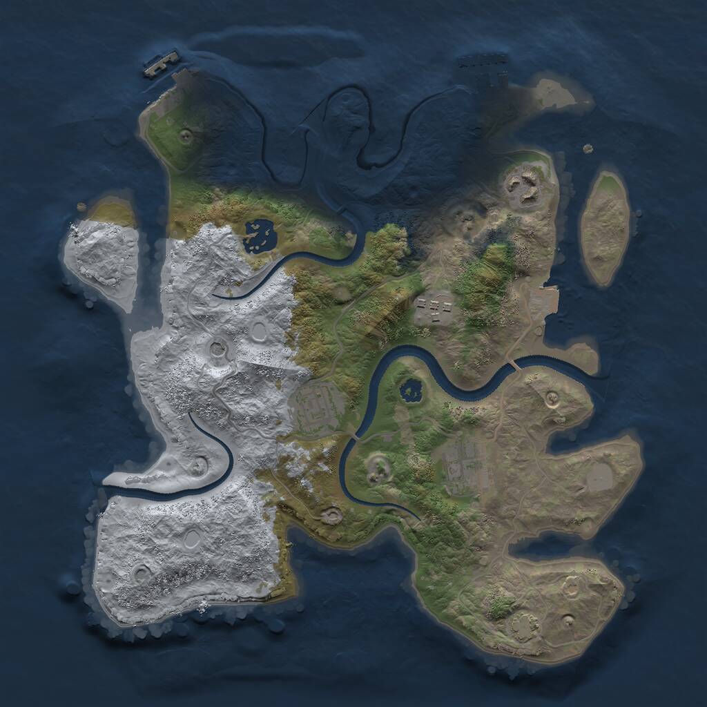 Rust Map: Procedural Map, Size: 3000, Seed: 1057620058, 10 Monuments