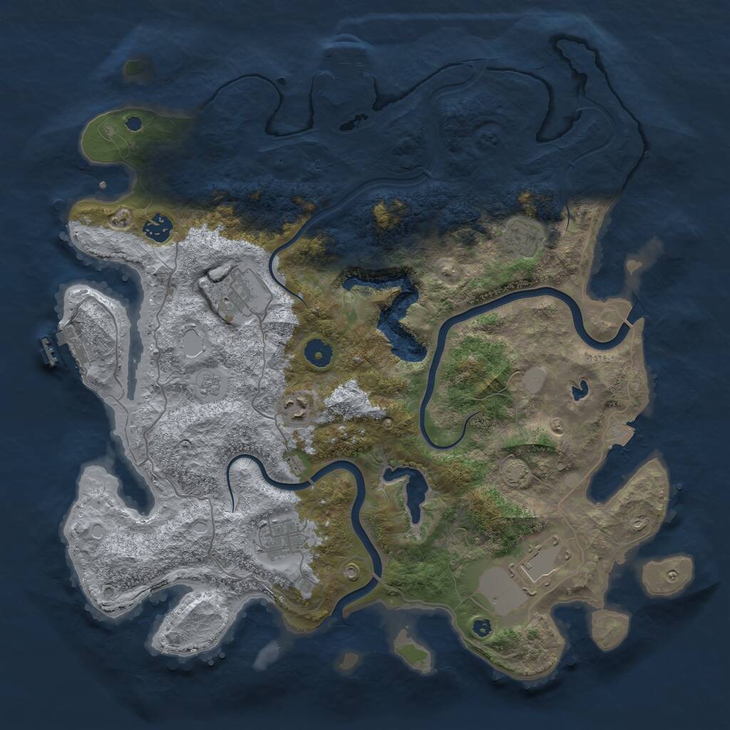 Rust Map: Procedural Map, Size: 4000, Seed: 1396068169, 11 Monuments