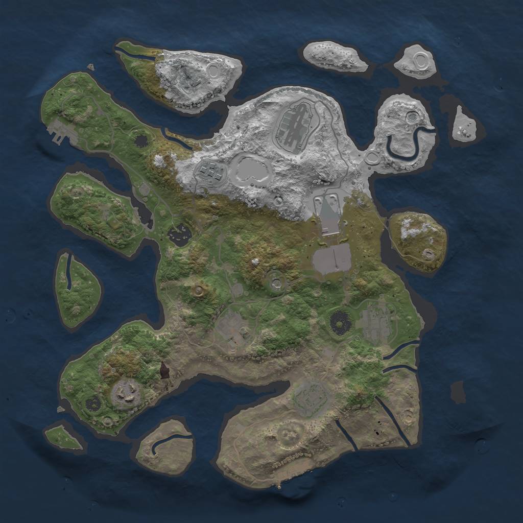 Rust Map: Procedural Map, Size: 3500, Seed: 7919497, 16 Monuments