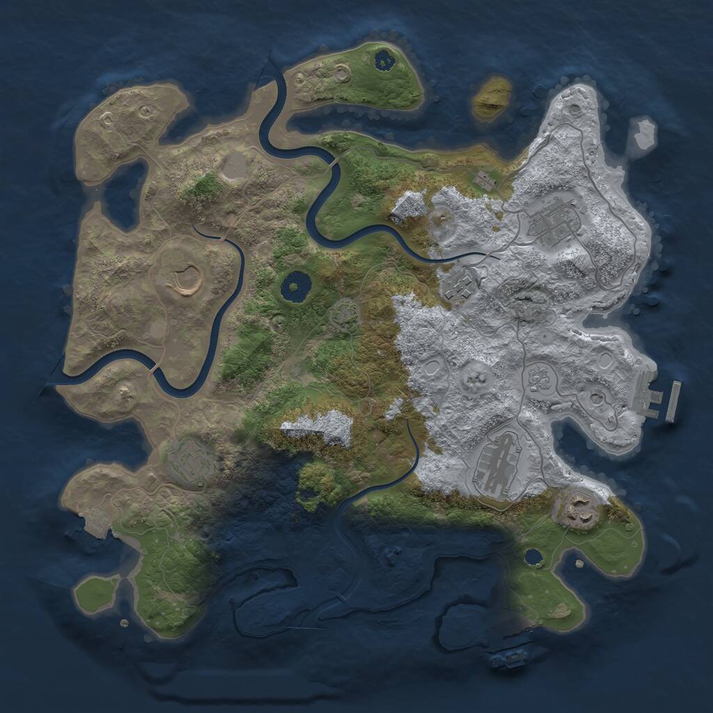 Rust Map: Procedural Map, Size: 3500, Seed: 748353, 12 Monuments