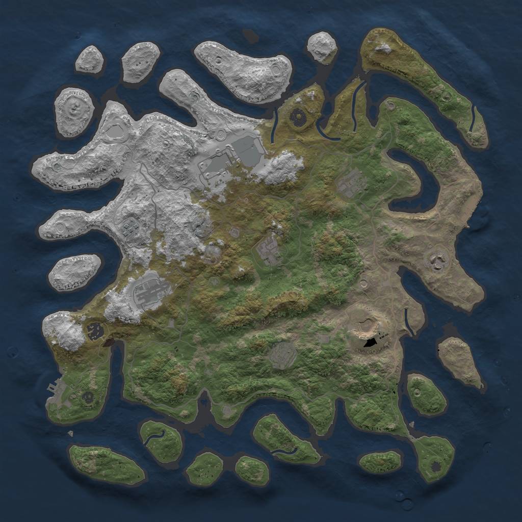 Rust Map: Procedural Map, Size: 4500, Seed: 858913881, 17 Monuments