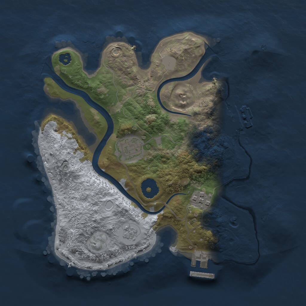 Rust Map: Procedural Map, Size: 2500, Seed: 2346745, 6 Monuments