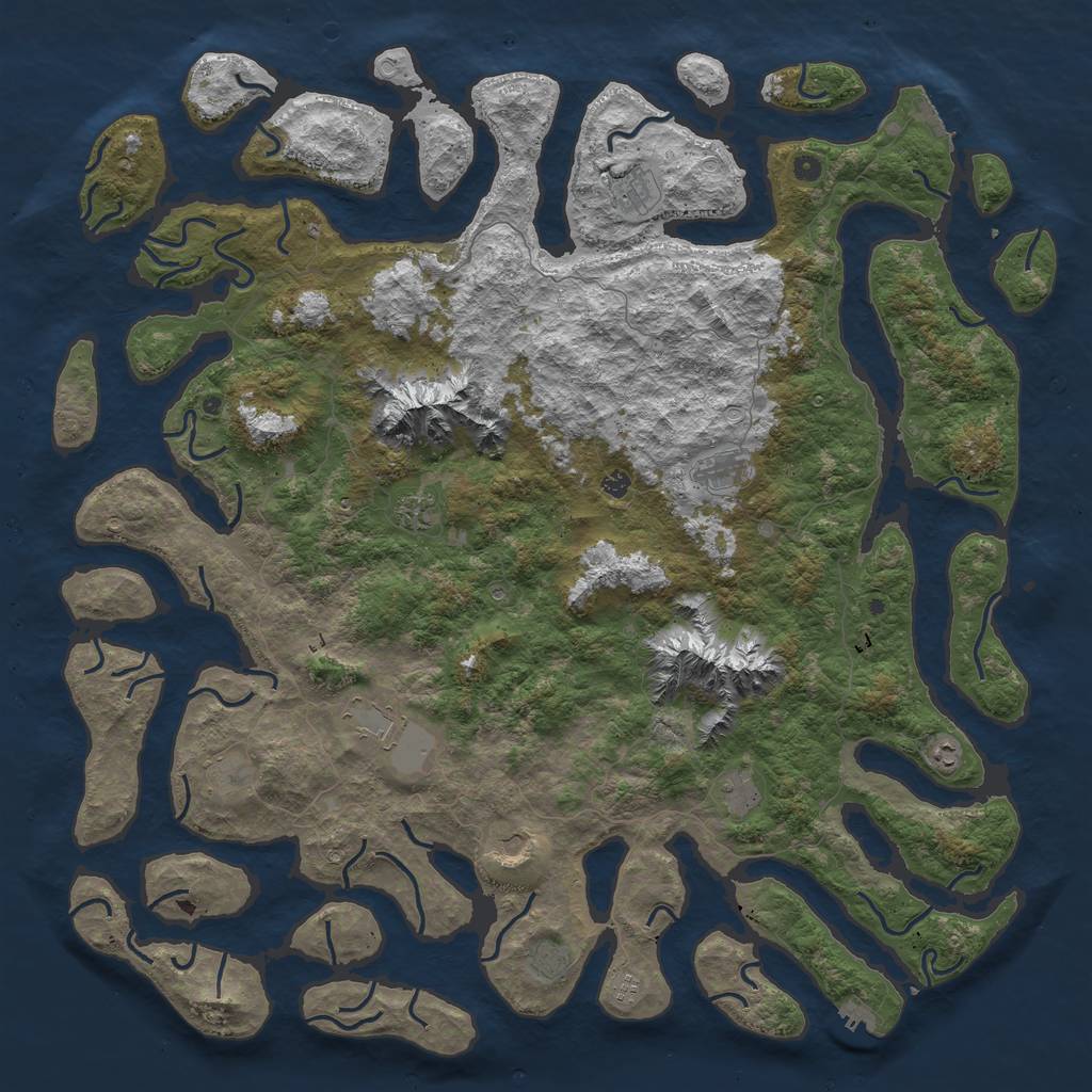 Rust Map: Procedural Map, Size: 6000, Seed: 84732, 19 Monuments