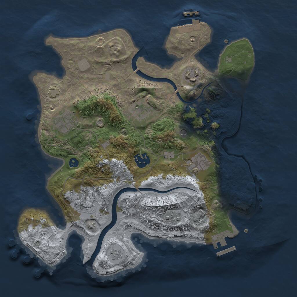 Rust Map: Procedural Map, Size: 3000, Seed: 195789407, 13 Monuments
