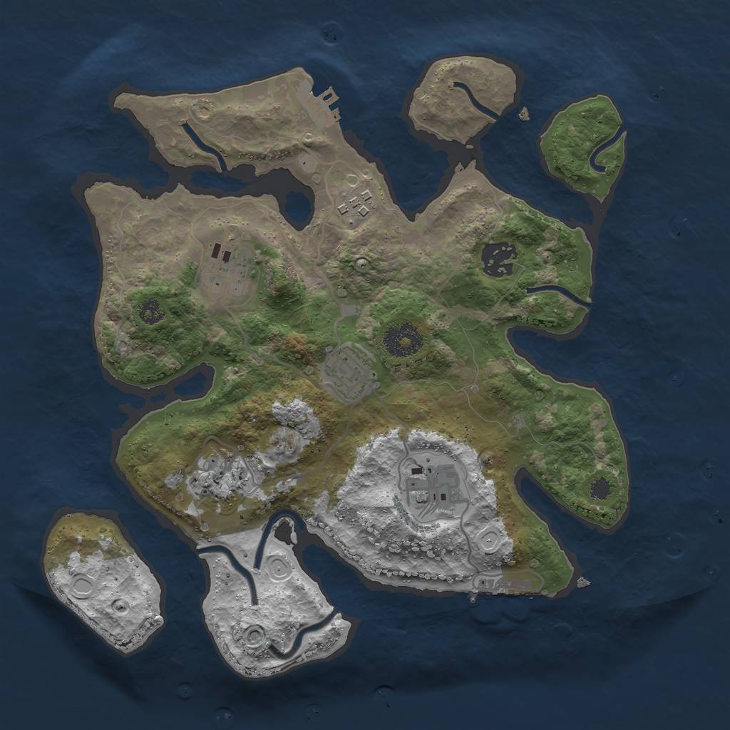 Rust Map: Procedural Map, Size: 3000, Seed: 195789407, 13 Monuments