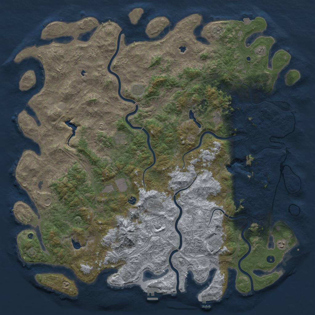 Rust Map: Procedural Map, Size: 6000, Seed: 242976834, 17 Monuments