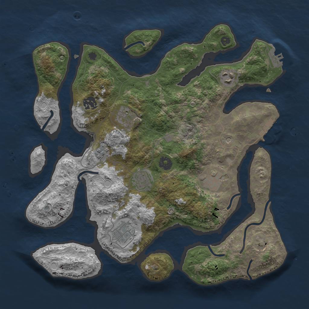 Rust Map: Procedural Map, Size: 3420, Seed: 21412342, 15 Monuments