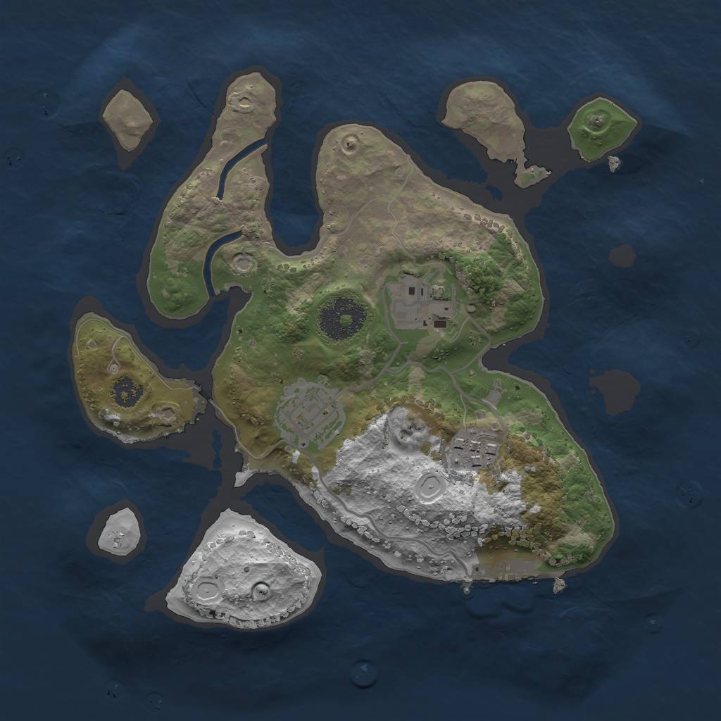 Rust Map: Procedural Map, Size: 2500, Seed: 2092613420, 9 Monuments