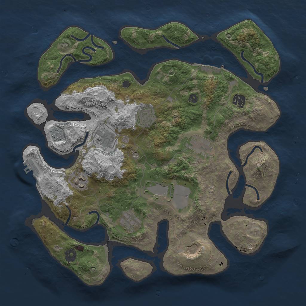 Rust Map: Procedural Map, Size: 3500, Seed: 20988640, 17 Monuments