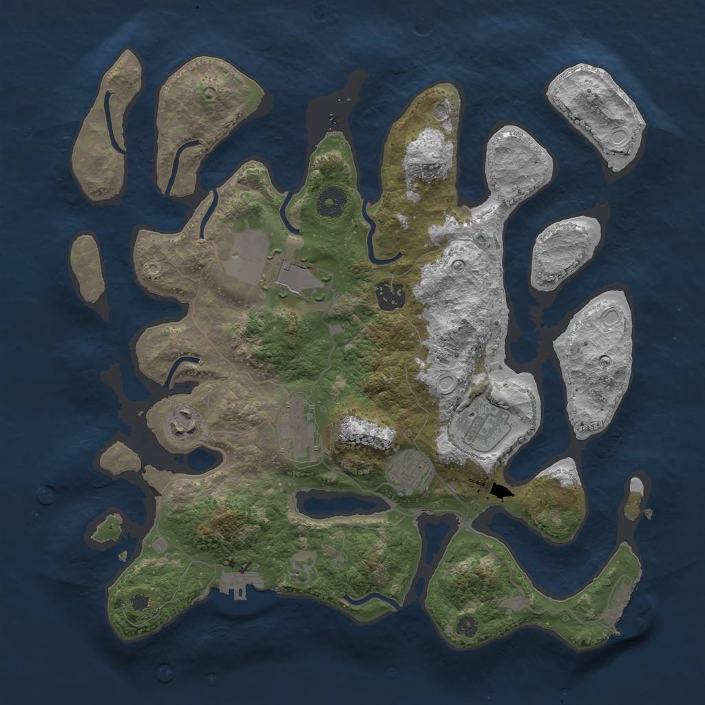 Rust Map: Procedural Map, Size: 3500, Seed: 5277414, 13 Monuments