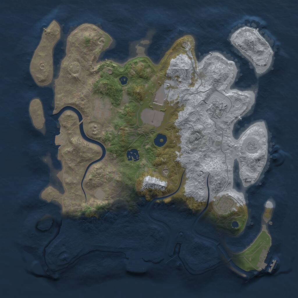 Rust Map: Procedural Map, Size: 3500, Seed: 5277414, 11 Monuments