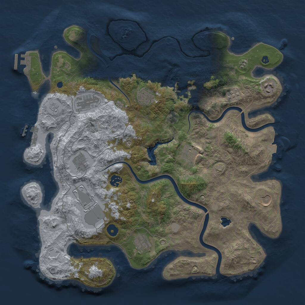 Rust Map: Procedural Map, Size: 4000, Seed: 2424921, 16 Monuments