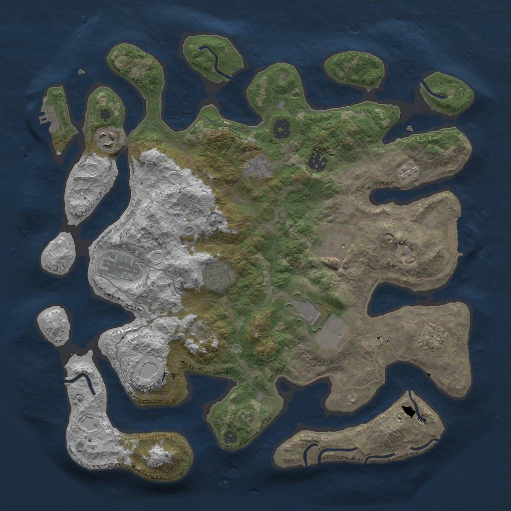 Rust Map: Procedural Map, Size: 4000, Seed: 2424921, 17 Monuments