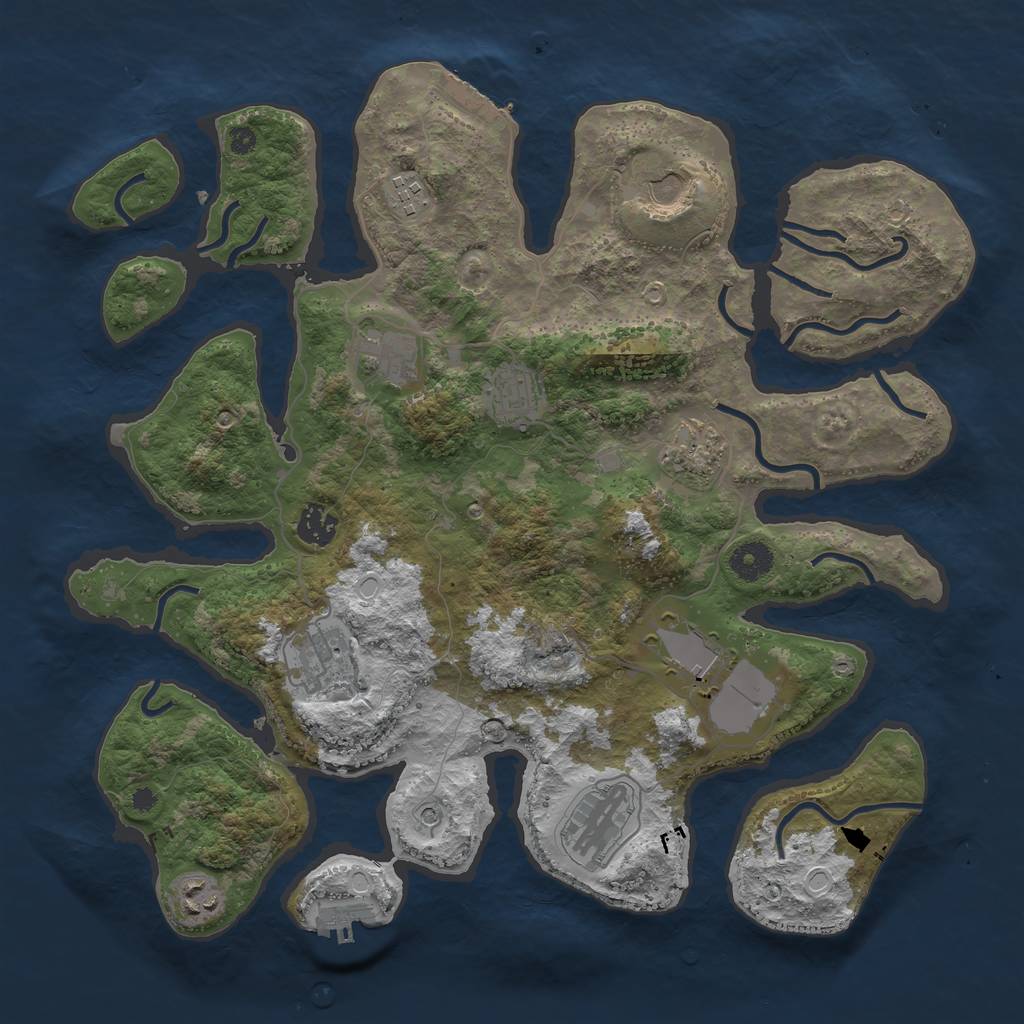 Rust Map: Procedural Map, Size: 3800, Seed: 67352, 18 Monuments