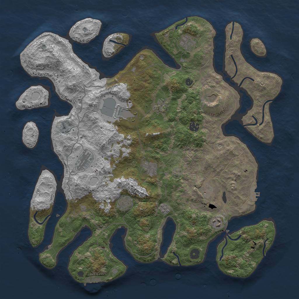 Rust Map: Procedural Map, Size: 4400, Seed: 1460205, 19 Monuments