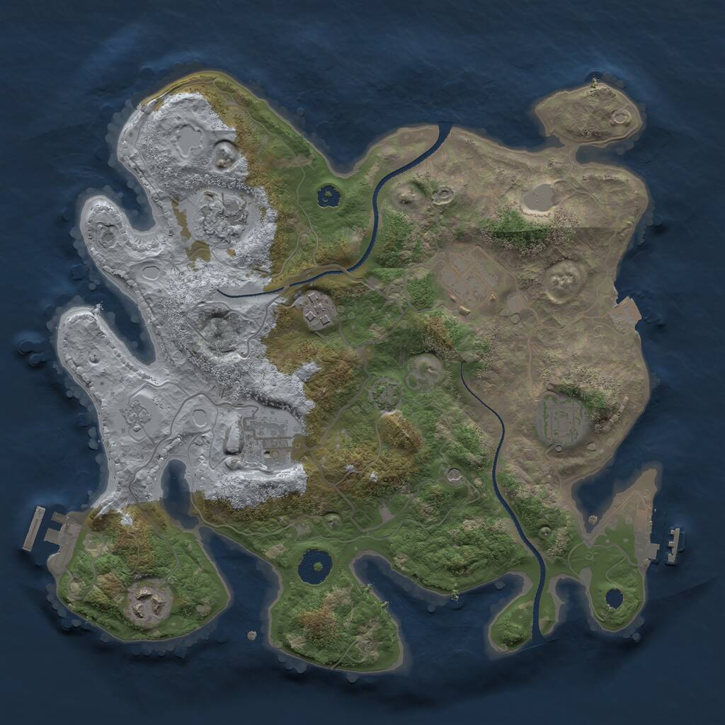 Rust Map: Procedural Map, Size: 3200, Seed: 1556026006, 12 Monuments
