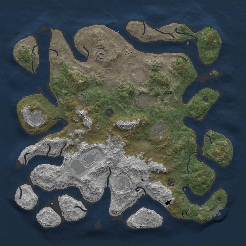 Rust Map: Procedural Map, Size: 4500, Seed: 1568742, 18 Monuments