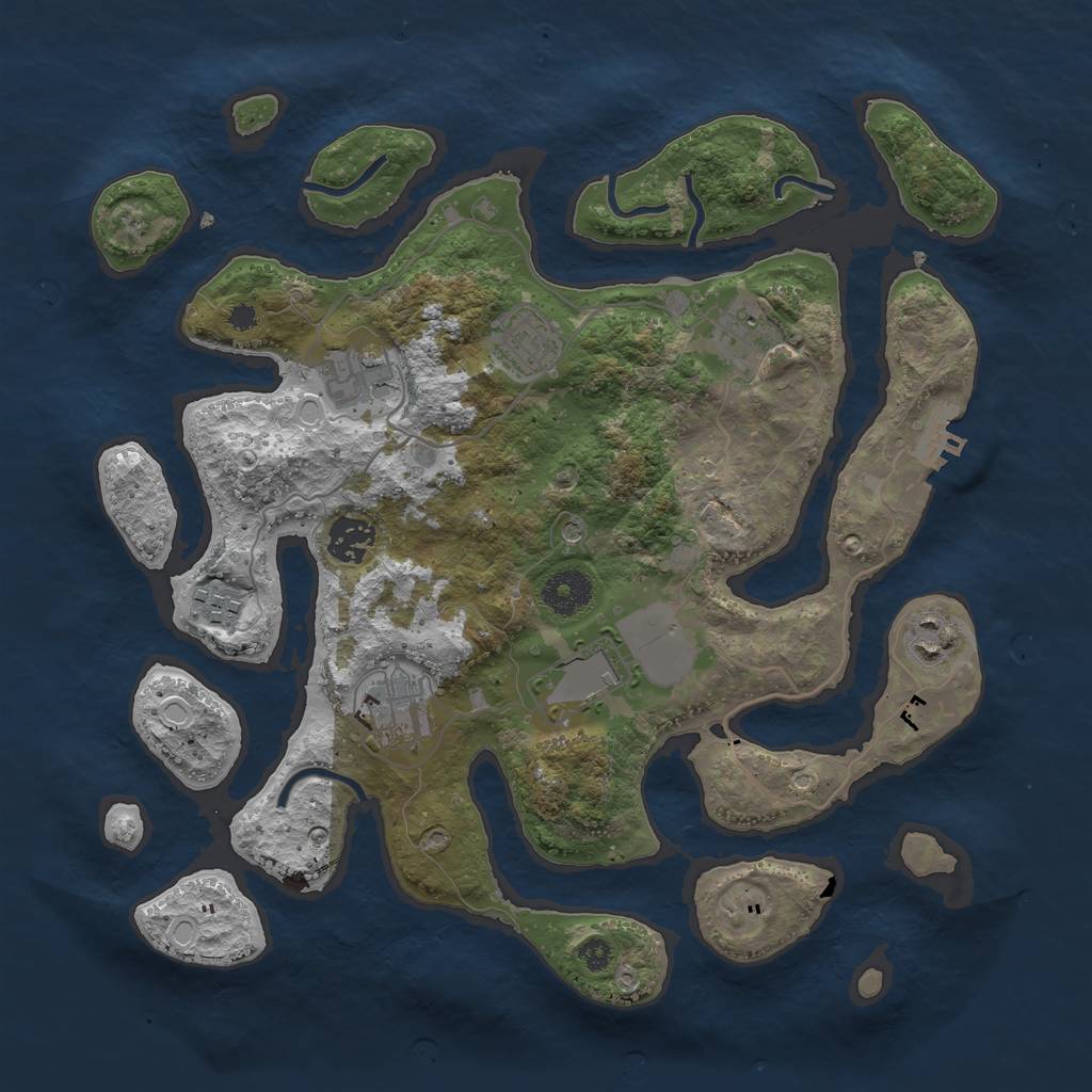 Rust Map: Procedural Map, Size: 3500, Seed: 756682605, 15 Monuments