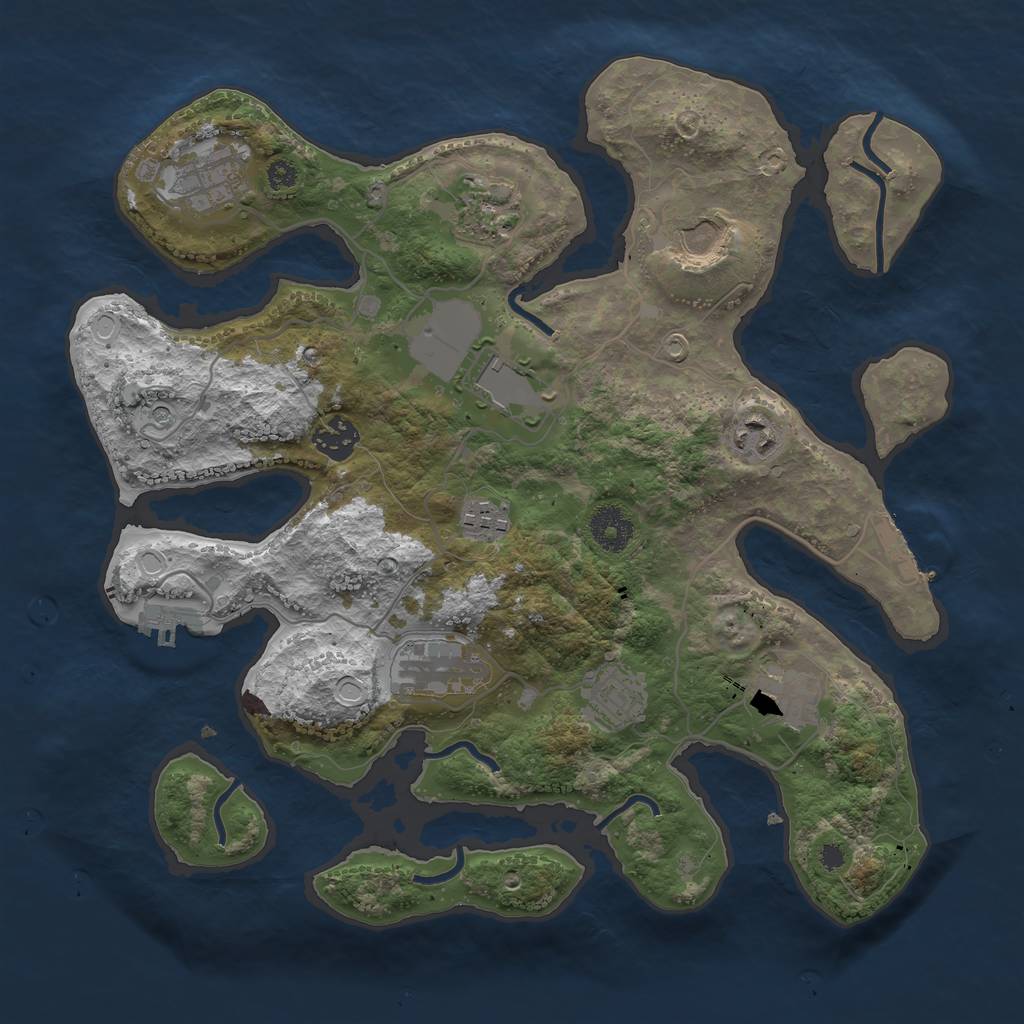 Rust Map: Procedural Map, Size: 3500, Seed: 1231094143, 18 Monuments