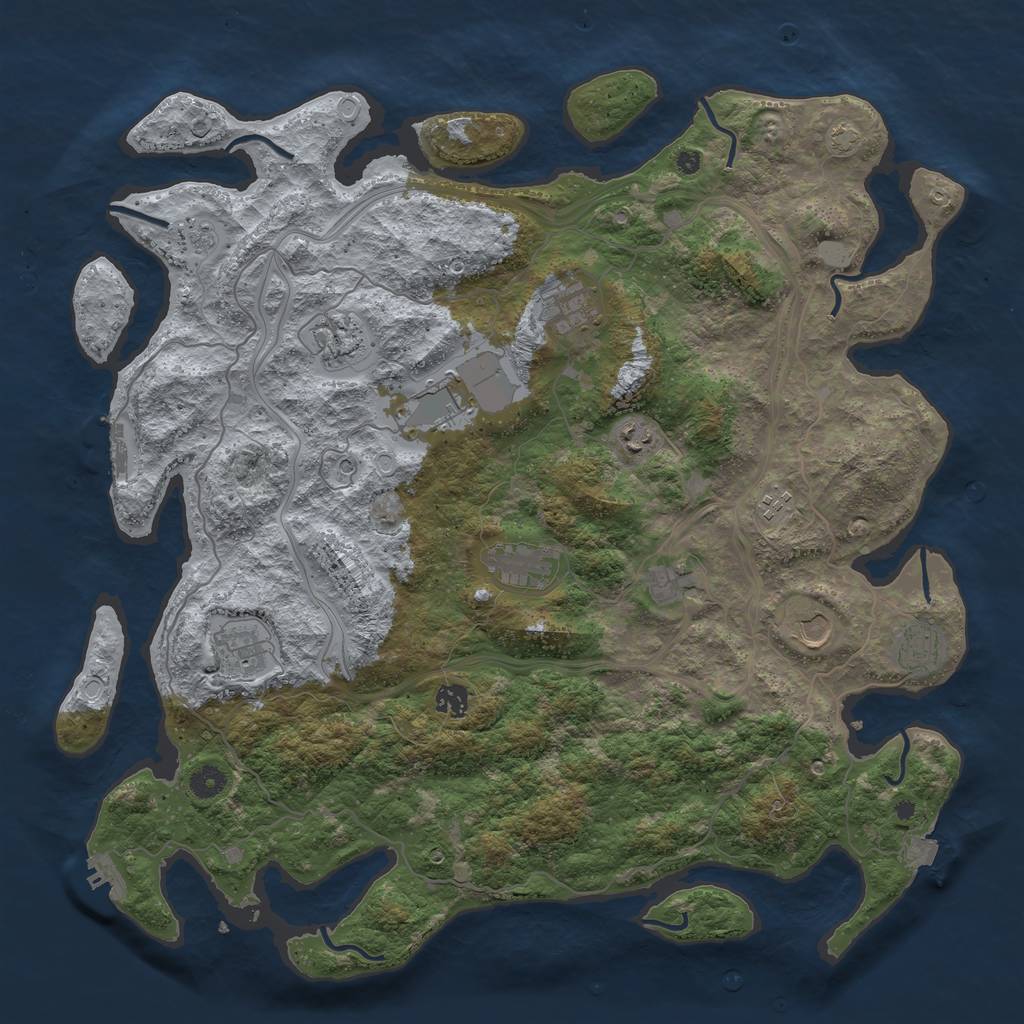 Rust Map: Procedural Map, Size: 4500, Seed: 1449293321, 19 Monuments