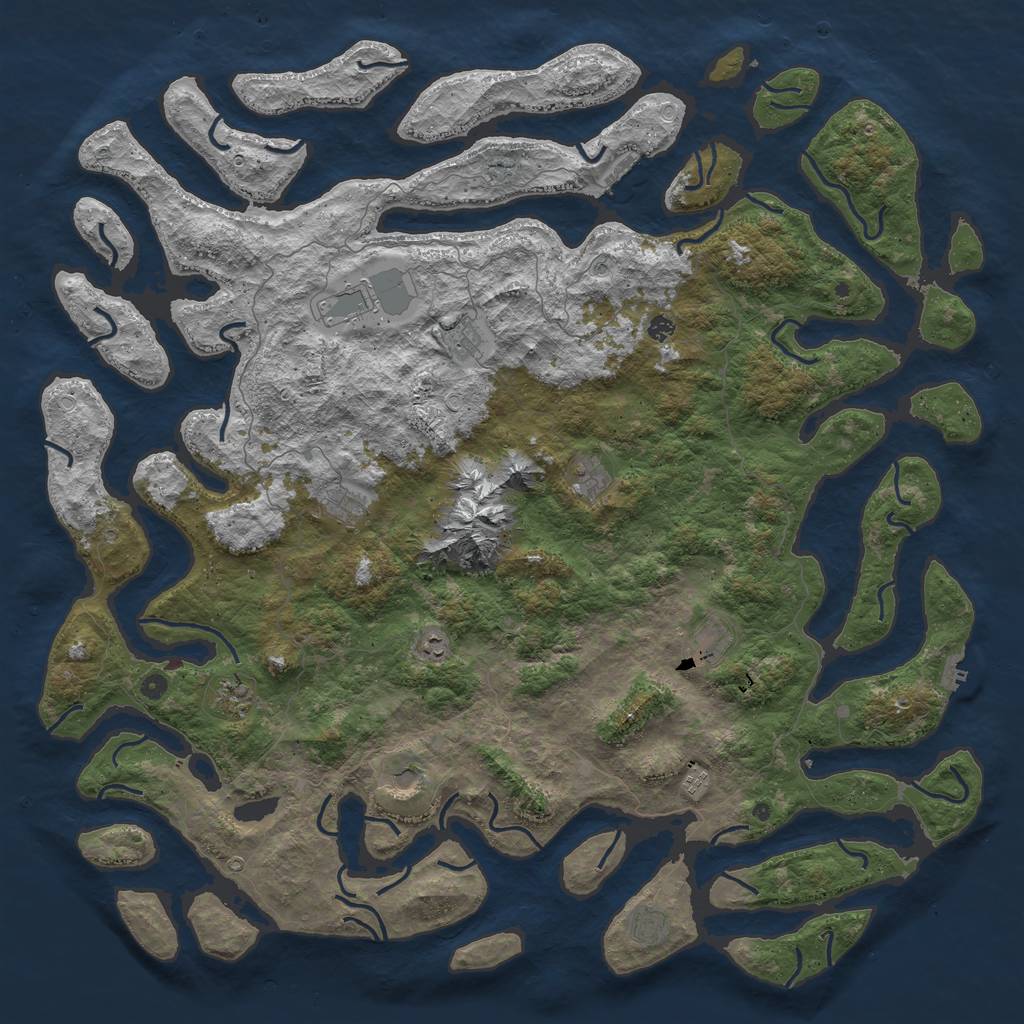 Rust Map: Procedural Map, Size: 6000, Seed: 1530386897, 19 Monuments