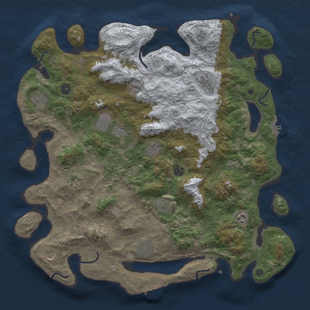 Rust Map: Procedural Map, Size: 4500, Seed: 730829354, 20 Monuments