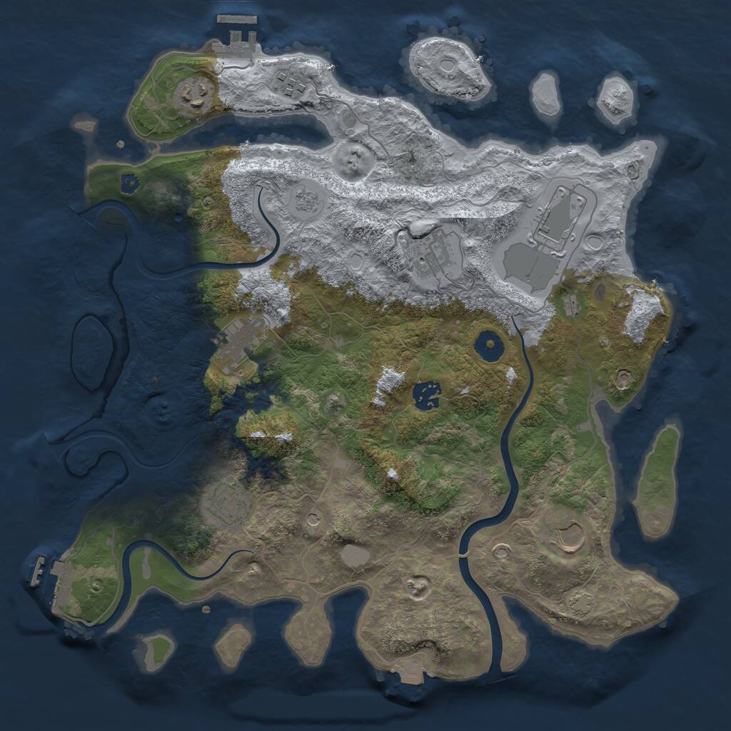 Rust Map: Procedural Map, Size: 3700, Seed: 38050413, 14 Monuments